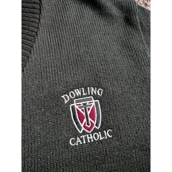 Vintage Dowling Catholic High School Girls Sweater Size Large Black Knit - Picture 8 of 8